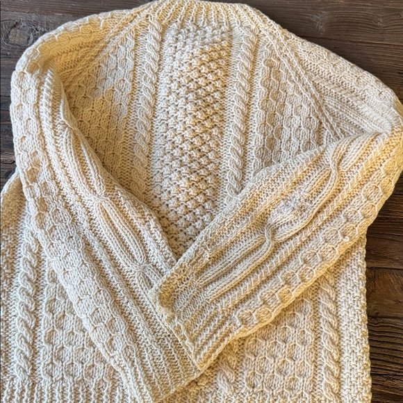 Donegal Tradition vintage Irish fisherman sweater soft wool leather buttons Med - Picture 15 of 15